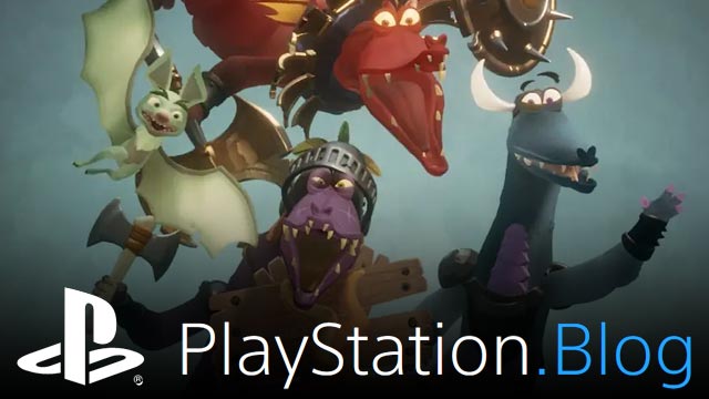 Image of the various main characters on the game Dreams with the playstation blog logo on it